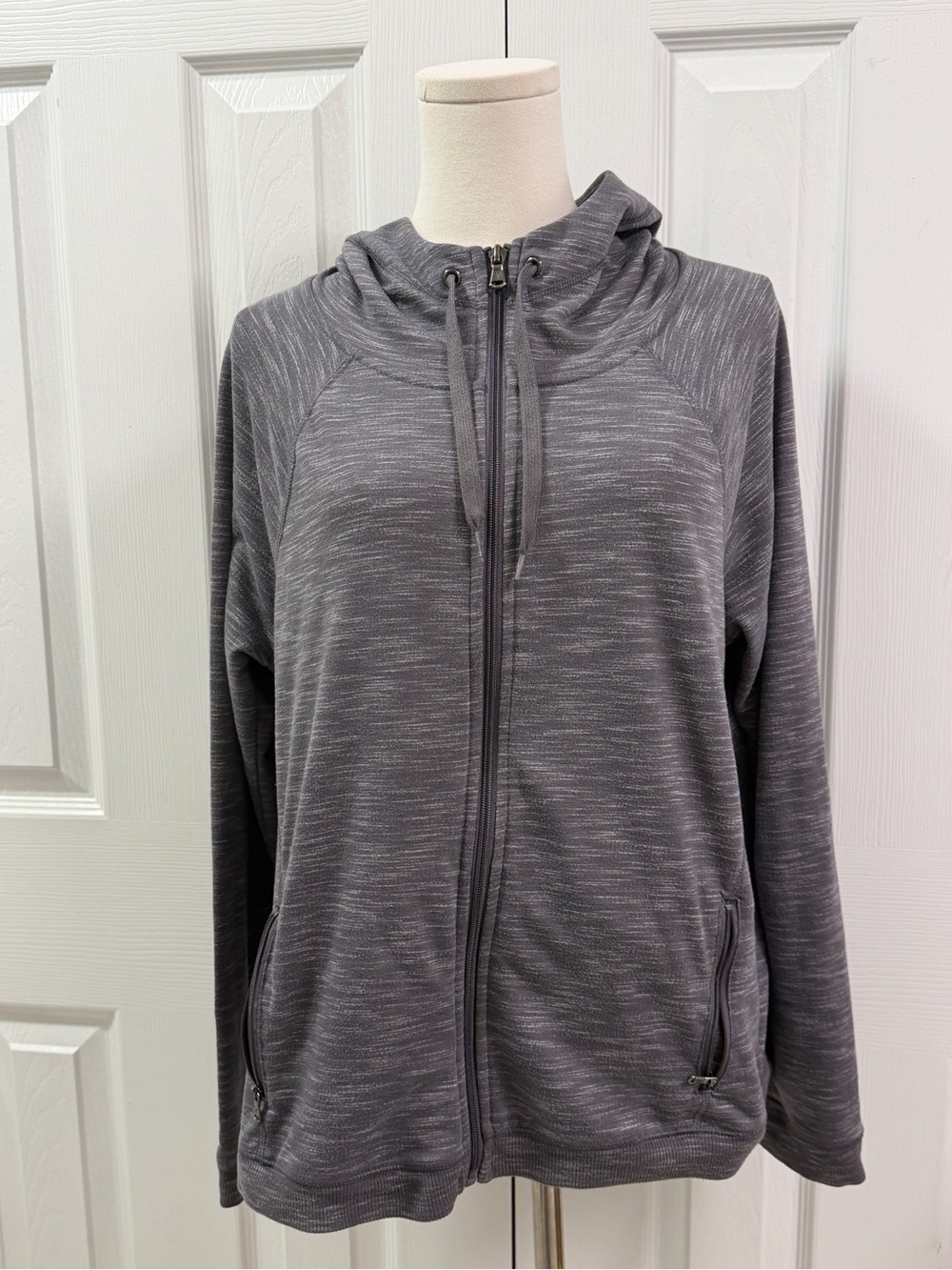 Tek Gear Gray Heathered Full Zip Hoodie Jacket Athletic Size XL